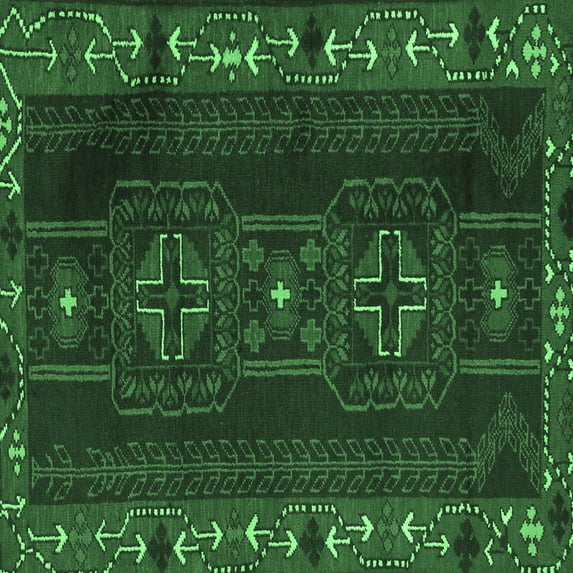 Ahgly Company Indoor Square Persian Emerald Green Traditional Area Rugs, 6' Square