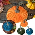 thumbnail image 7 of Elegant Velvet Pumpkin Sculpture - Autumn Thanksgiving Desktop Decor for Holiday Tabletop Display, Fall Centerpiece for Dining Table, Mantel, and Seasonal Home Decoration, 7 of 7