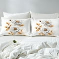 thumbnail image 5 of White Floral Twin Bed Sheets Set Modern Minimalist Sheets Modern Artistic Sheet Set Golden Leaves Top Sheet, 5 of 7