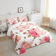 thumbnail image 4 of Manfei Romantic Pink Rose Full Size Comforter Sets, Garden Flower Floral Bedding Comforter Set, Vintage Western French Style Reversible Bedding Sets, Luxury Bedroom Decor, 3pcs, 4 of 9