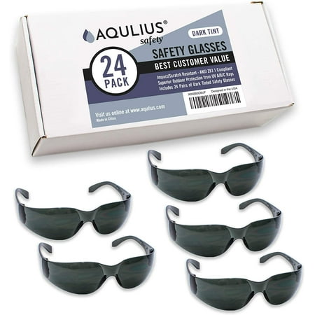 

Aqulius 24 Pack Tinted Safety Glasses for Construction Shooting & Lab Work UV Resistant Scratch Resistant