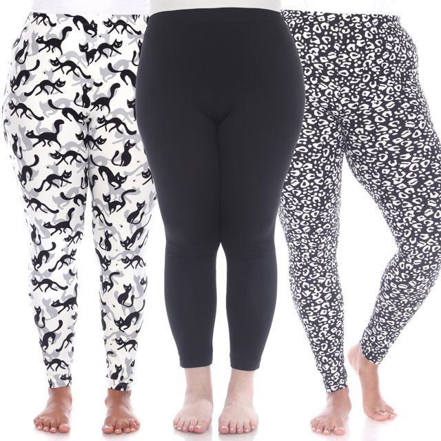 White Mark Women's 3-Pack Soft Stretchable Printed Leggings