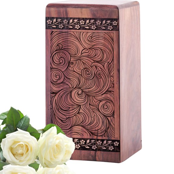 Abstract Urn - Large Urn For Ashes Adult Male - Funeral Urns For Ashes Adult - Urns For Human Ashes Adult Female - Wooden Urns For Human Ashes - 14 Inch