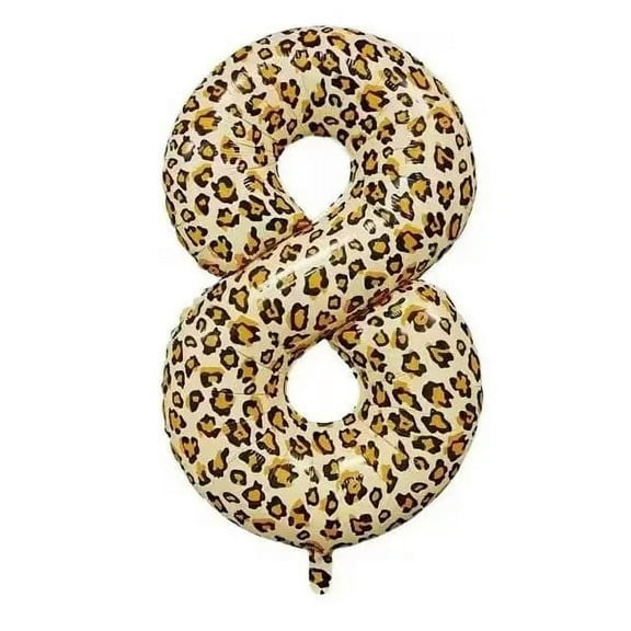 Number Eight Balloon Leopard Print Number 8 Balloon 32" Large Celebration Balloon
