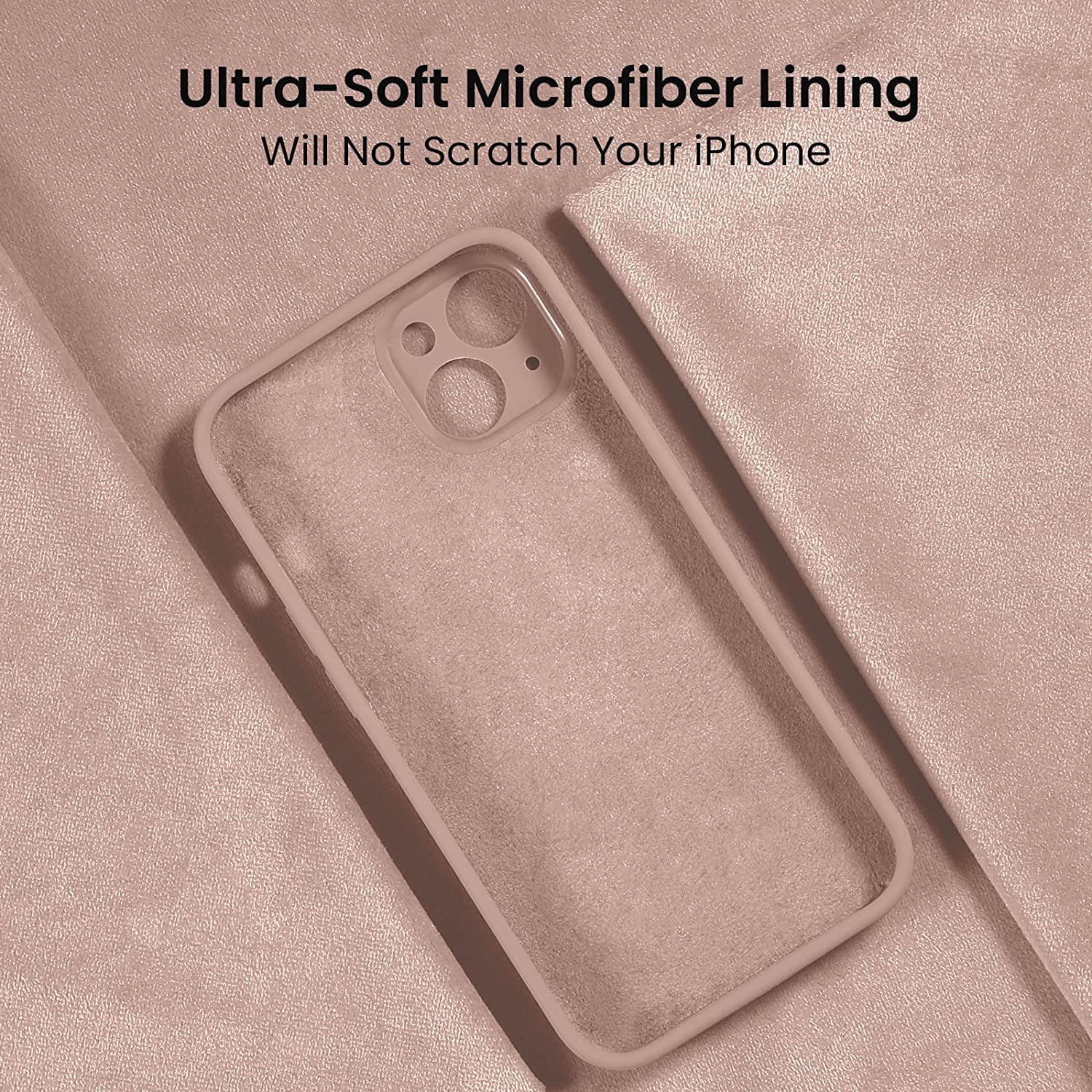 for iPhone 13 Case, Silicone Upgraded [Camera Protection] Phone Case with [2 Screen Protectors], Soft Anti-Scratch Microfiber Lining Inside, 6.1 inch, Pinksand