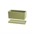 thumbnail image 1 of Macetero Rectangular de cerámica con bandeja, artículos for macetas pequeños perforados de escritorio de oficina, verde, Simple, escandinavo, suculento, 1 of 9