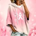 thumbnail image 2 of Cancer Awareness Hoodies Women Hooded Pink Ribbon Sweatshirt | Batwing 3/4 Sleeve, Oversized, Pullover, Cute Pattern, Fall Comfort, We Wear Pink in October, Sweat Shirts, Ladies Sweaters, 2 of 4