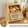 thumbnail image 5 of Double Layer Bread Box for Kitchen Countertop, Large Bamboo Bread Storage Container for Homemade Bread, Farmhouse Bread Holder for Kitchen Counter Cabinet, Pantry, Cupboard (Natural, Medium), 5 of 16