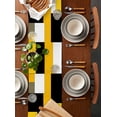 thumbnail image 2 of Ldtrchee Yellow Grey White Table Runner 60 Inches, Modern Abstract Retro Middle Century Bed Runner Dresser Scarves Tabletop for Indoor Outdoor Parties/Ceremony/Banquet, 13" x 60", 2 of 8