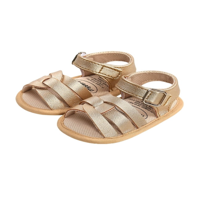 Baby Sandals Summer Baby Girls Solid Color Soft Sole Shoes