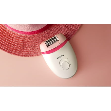 Philips Satinelle Essential Compact Hair Removal Epilator for Women, BRE235/04 - White And Pink