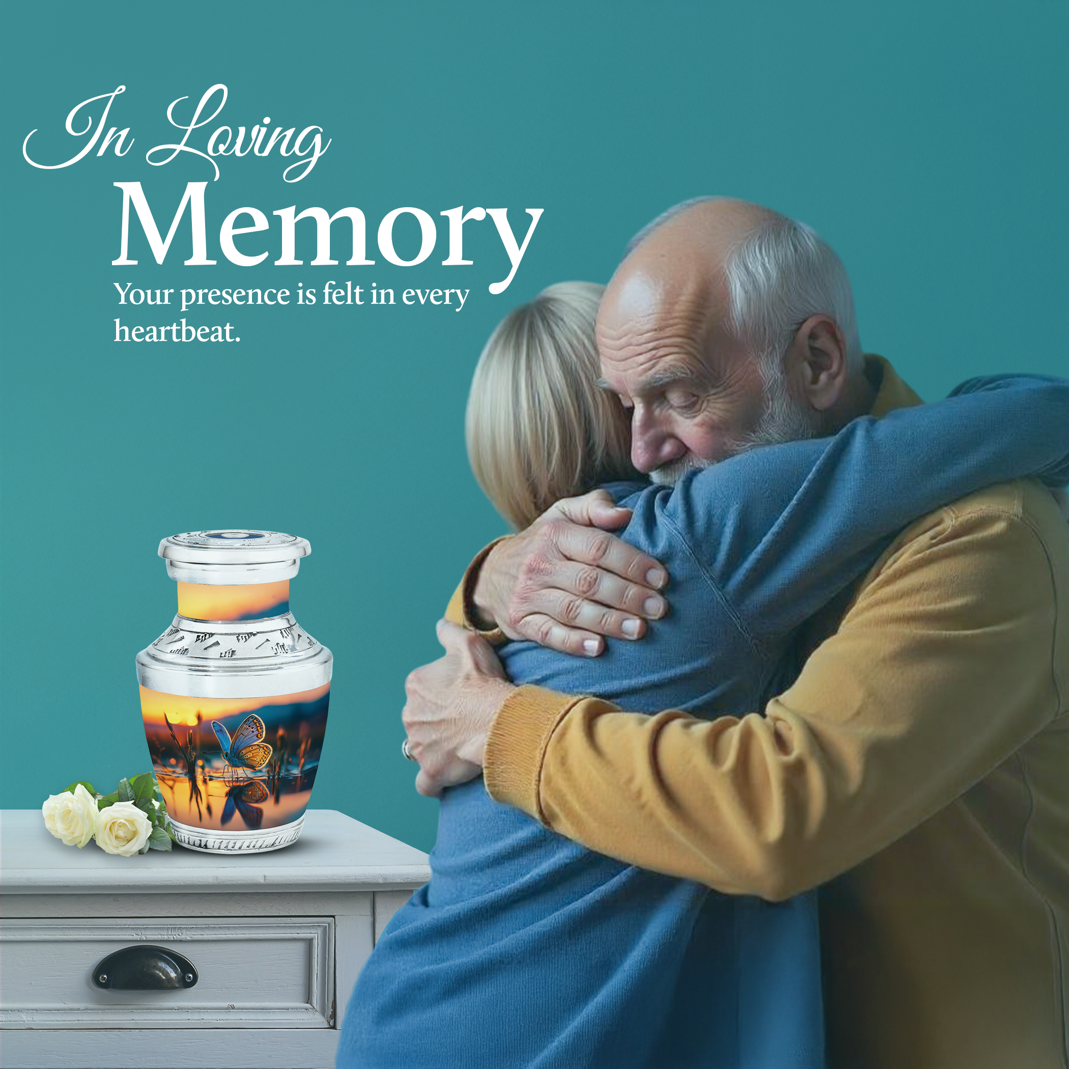 SABURIAL Butterfly Urn - Miniature Urn for Mom & Dad Ashes - Beautiful Memorial Cremation Urns for Women & Men Ash - Unique Burial Funeral Urns for Human Ash - 3 Inch - Pack of 2