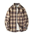 thumbnail image 3 of Jinhomg Flannel Shirt For Men Fashion Casual Plaid Long Sleeve Shirts Loose Oversized Business Male Soft Shirt Yellow,XL, 3 of 7