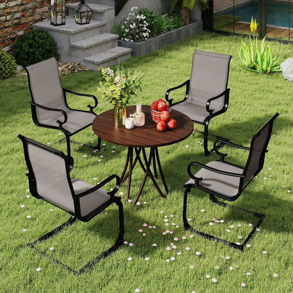 Spaco Set of 2 Patio Chairs with Quick-drying and Breathable Fabric for Backyard, Patio Dining Chair for Outdoor as Garden, Yard, Gray
