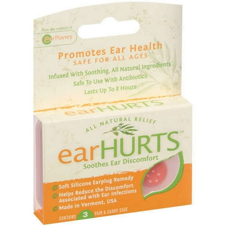 Earhurts: Soothes Ear Discomfort Ear Plugs, 3 pr