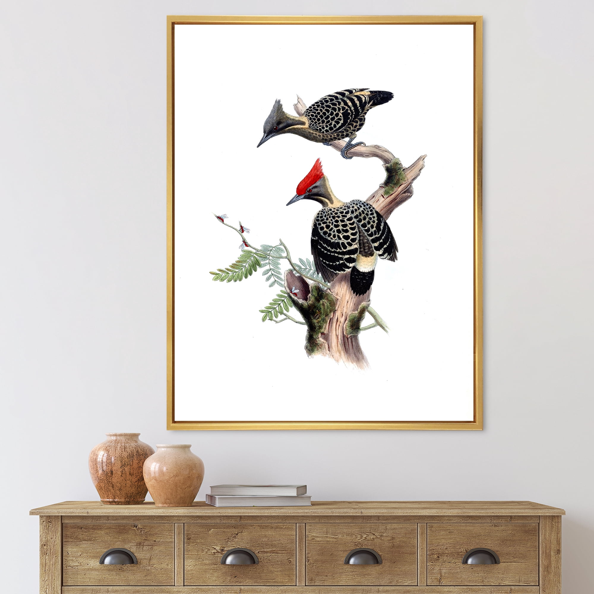 Designart 'Ancient Birds In The Wild VI' Traditional Framed Canvas Wall Art Print