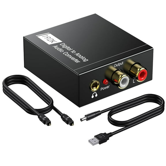 DAC 192KHz Digital to Analog Audio Converter, Optical to RCA Adapter with Coaxial Cable, Toslink Optical to 3.5mm Adapter for PS4 HD DVD Home Cinema Systems
