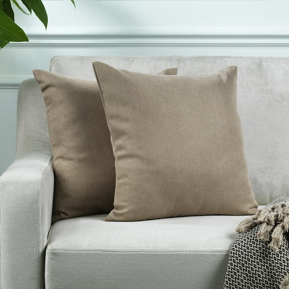 3S Brother's Solid Cushion Cover Super Soft & Cozy Home Décor Throw Pillow Case for Chair Couch Bedroom & Livingroom Décor Pillowcase with Invisible Zipper Set of 2 Pieces - Barley 20"x20" Each
