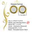 thumbnail image 4 of King of Bling's 0.10ct Diamond 925 Sterling Silver Yellow Round Earrings For Men's / Women's, 4 of 13