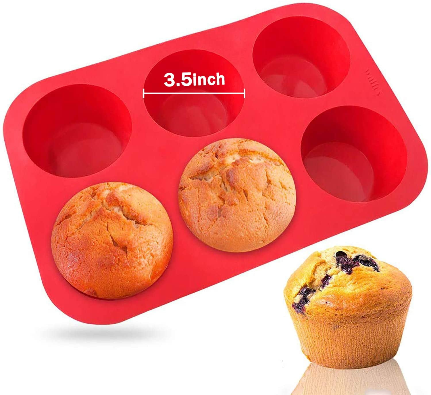 6 Cup Silicone Jumbo Muffin Pan Giant Silicone Cupcake Pan/Cups