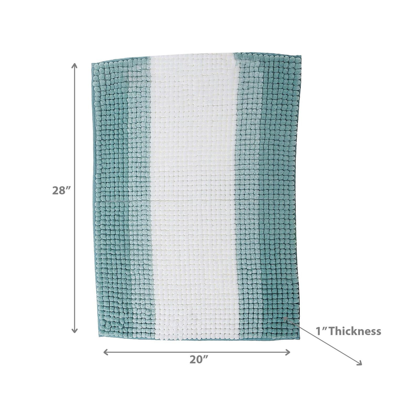 Stripe Chenille Bath Mat 20X28 Turquoise