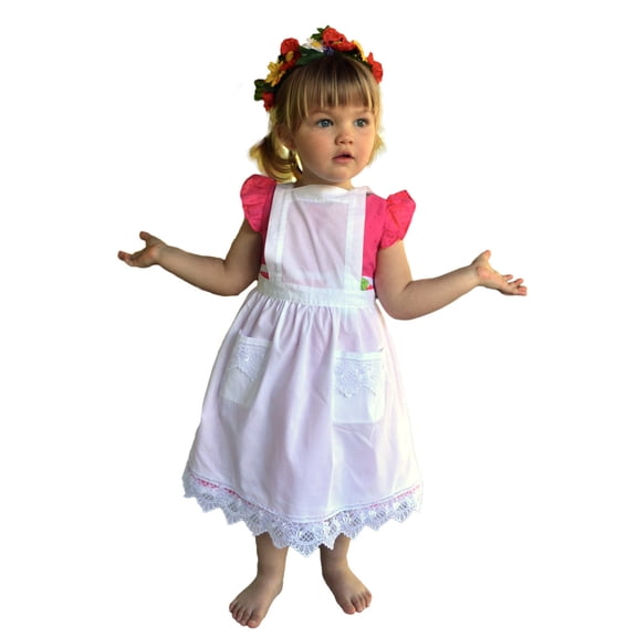 GENL Deluxe Girls Victorian Lace Costume Full Apron White Ages 2-8 & Polyester Material