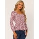 thumbnail image 2 of Blusa Floral De Manga Larga Con Cuello Cuadrado Y Peplum Para Mujer Con Cinturón Rojos L, 2 of 5