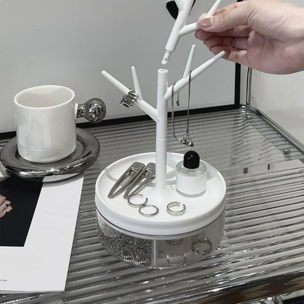 Fiudx Organizador de Joyas, Expositor Multifunción para Collares, Soporte Giratorio de 360 Grados, Soporte de Plástico Resistente para Pulseras, Solución de Almacenamiento Elegante, Ideal para El Hog