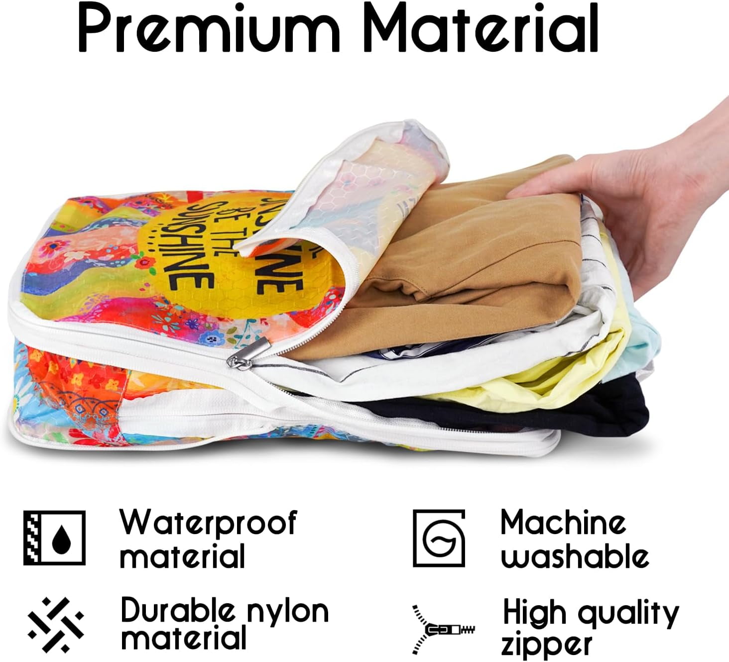 6 Set Compression Packing Cubes for Suitcase,Travel Essentials,Boho Floral Packing Cubes for Travel, Organizer Bags for Backpack/Carry-On Luggage,Ultralight and Waterproof