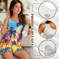 thumbnail image 6 of TSOVTHRID Tropical Palm Tree Sunset Print Pajama Set for Women Sleeveless Sleepwear with Short Pants Soft Nightwear Womens Round Collar Pj Sets for Summer, Size 2XL, 6 of 7