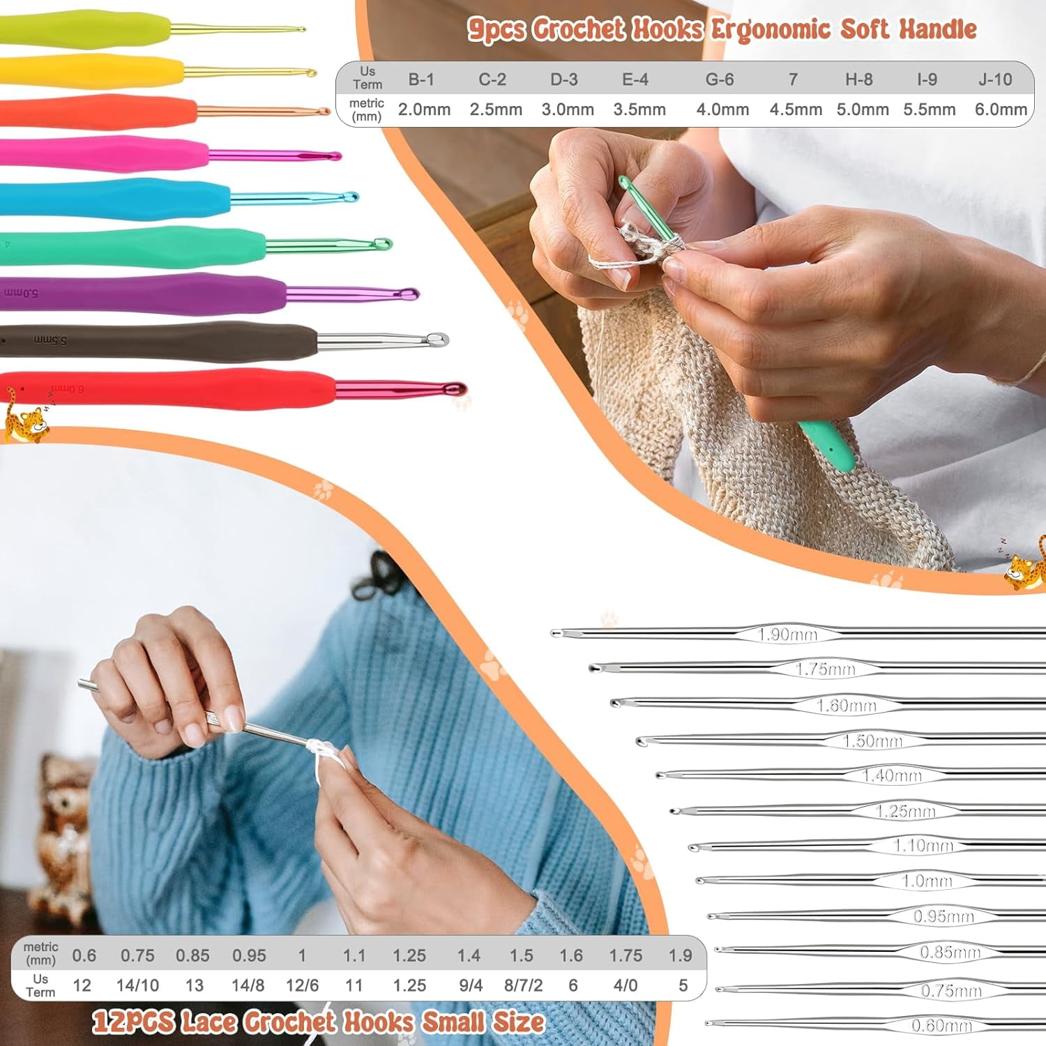 ZeenArt Crochet Kit for Beginner, 58 Pcs Portable Crochet Hook Set Carry Bag, Knitting Starter Kit for Adults