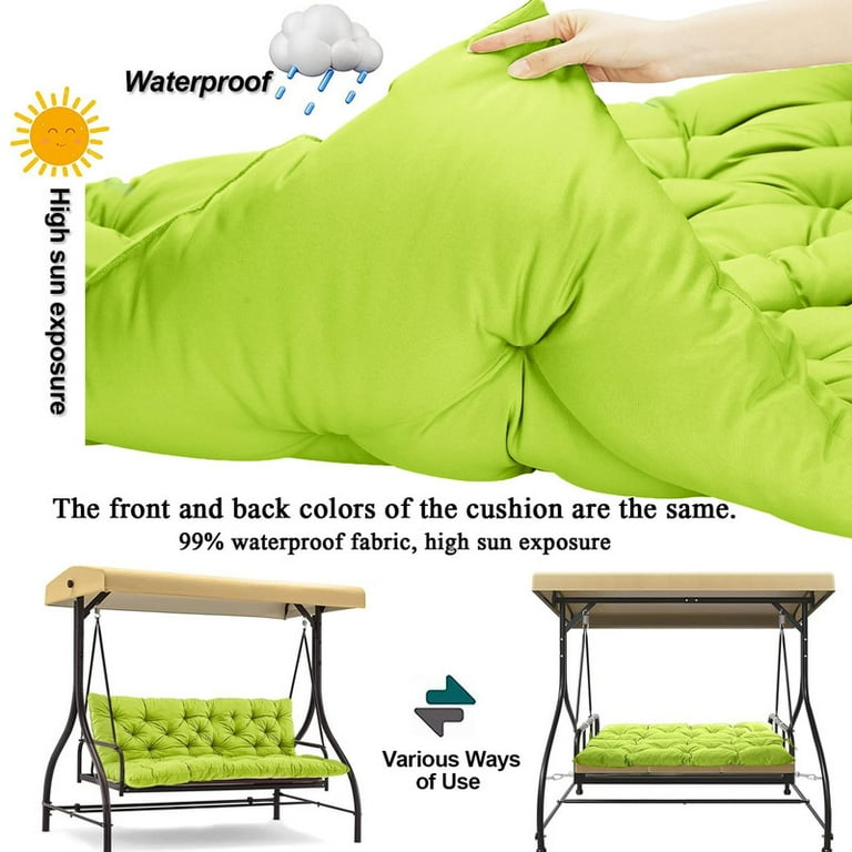 Replacement Cushions for Swing Waterproof Porch Swing Cushion 2 3 Seat Outdoor Bench Cushion with Backrest for Patio Furniture Garden Porch Loveseat