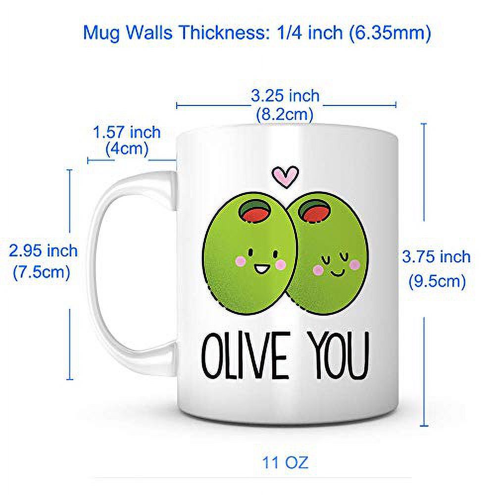 Olive You-Morning Coffee Mug Anniversary Romantic Gift, Funny Cute Gift, Boyfriend Girlfriend Gifts, Love Gift, Christmas Valentines Day, Birthday Mothers Day Fathers Day Gift, Mugs for Mom Dad - image 3 of 3