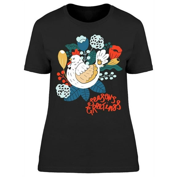 Scandinavian Folk Art Chicken T-Shirt Women -Image by Shutterstock, Female 3X-Large