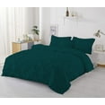 thumbnail image 3 of 3 Piece Pinch Pleated Duvet Cover Set 100% Cotton 1000 TC with Zipper Closure & Corner Ties Pintuck Bedding Duvet Cover - Super King Plus Size (120" x 120") Inch, Teal Solid, 3 of 7