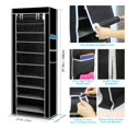 thumbnail image 5 of 10 Tiers Shoe Rack TeqHome Shoe Organizer Racks for Closet Entryway Non-Woven Fabric Metal Shoe Shelf with Dustproof Cover Shoe Stand Tower Rack up to 27 Pair Shoes Black, 5 of 16