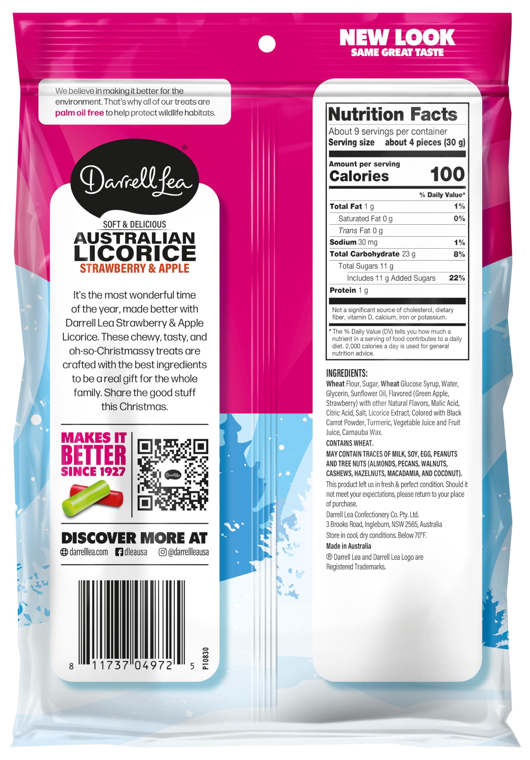 Darrell Lea Holiday Combo Soft Australian Licorice, Strawberry & Apple Flavored, Kosher, Non GMO, 9.7 Ounces (9.7 Ounce (Pack of 12))