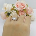 thumbnail image 3 of Two Piece Round Halo Floral Ring Cubic Zirconia 925 White Tone Sterling Silver, Size 6, 3 of 7