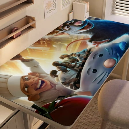 Ratatouille-themed extra-large Non-Slip Base leather Desk Table mat—versatile for computer desks, dining tables, and more.12"x24"(30X60cm）