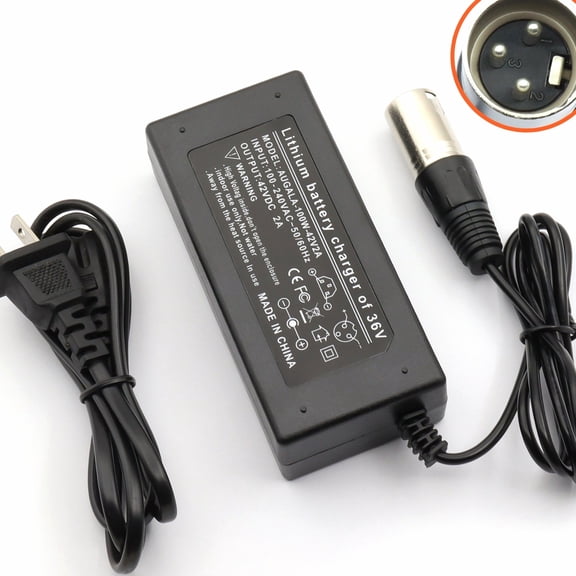 42V 2A Battery Charger 3-Pin XLR Plug, Compatible With Razor DXT Electric Drift Trike