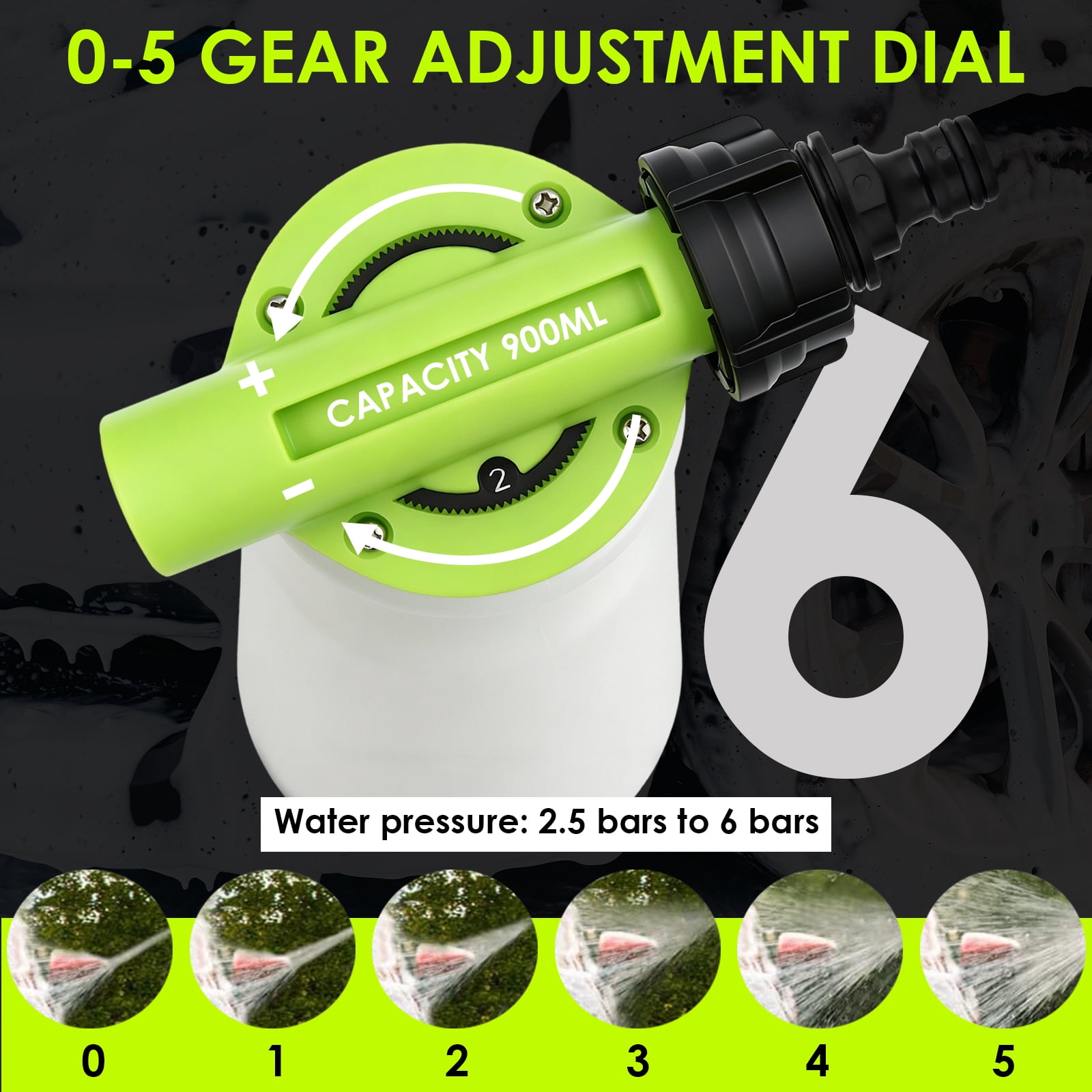 Car Wash Foam Gun, Microfiber Wash Mitt, Car Foam Sprayer, Car Wash Kit, Foam Cannon Garden Hose, Spray Foam Gun Cleaner, Car Accessories for Men, Snow Foam Blaster(Green)