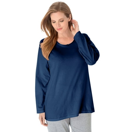 

Dreams & Co. Women s Plus Size Satin Trim Sleep Tee Pajama Top