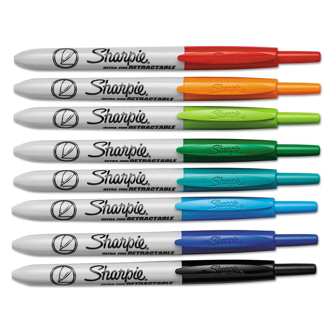 Sharpie - Retractable Ultra Fine Tip Permanent Marker, Assorted Colors - 8/Set