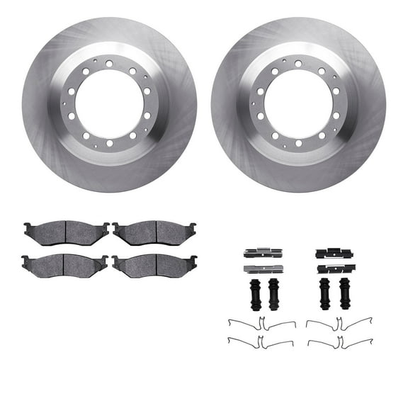 Dynamic Friction Company Rear Brake Rotors with Ultimate Duty Performance Brake Pads includes Hardware 6412-40067