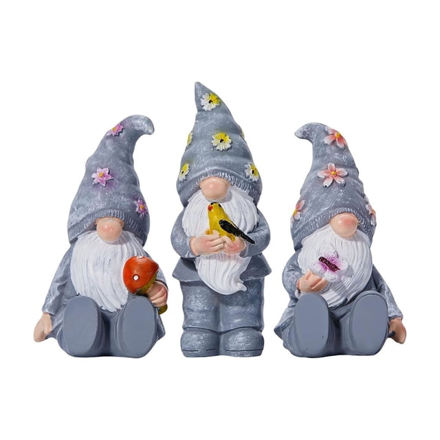 Easter Gnomes Decorations Resin 3 Piece Set 10 cm Tall Multicolor Desktop Ornaments For Balconies Potted Plants Spring Holiday Display