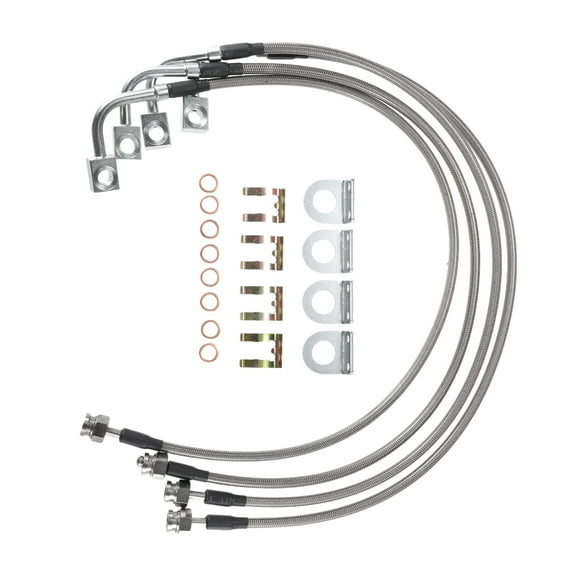 1 Set Brake Lines Fit for Jeep Wrangler JK 2007-2018 Stainless Steel Silver Tone