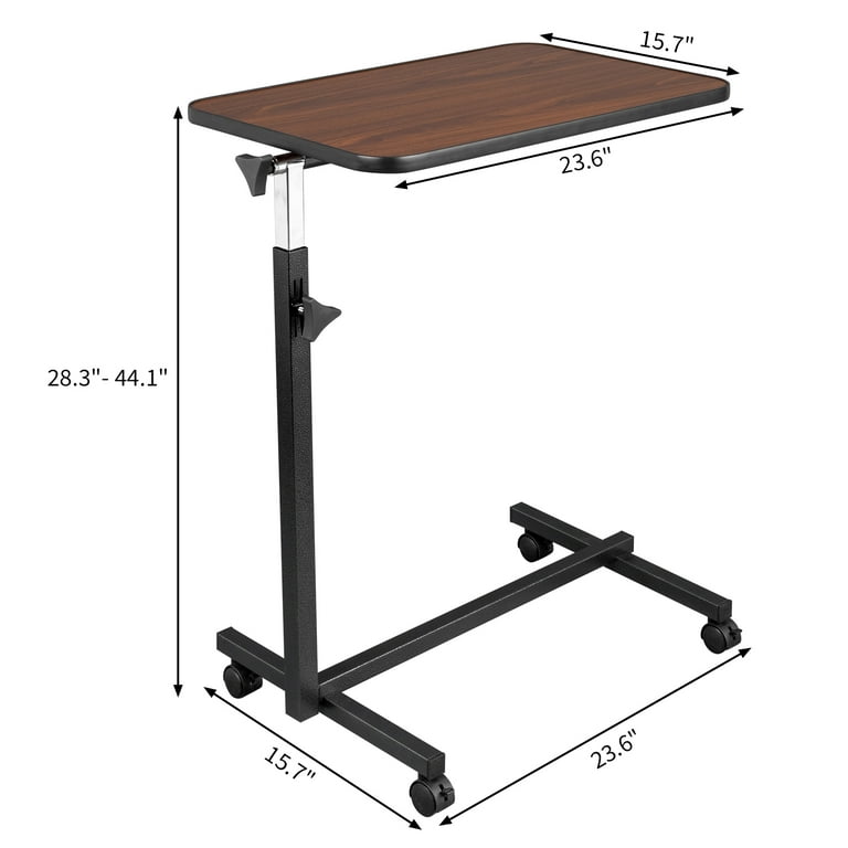 うどんタット Easingroom Adjustable Overbed Table with Wheels, Wood Grain