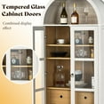 thumbnail image 3 of VANACC Modern 71” Arched Storage Cabinet with Glass Doors and Drawers, Adjustable Shelves, White, 3 of 10