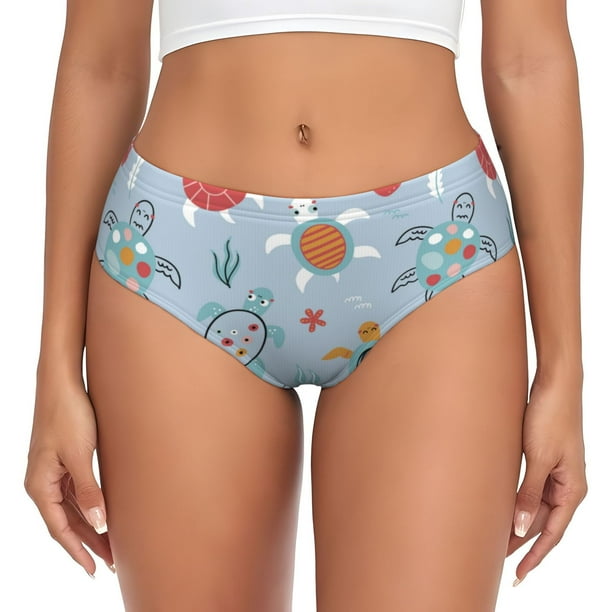 Fotbe Sea Turtle Calzones Estampados para Mujer – Ropa Interior de Algodón, Cómoda, Suave y Elástica-Small