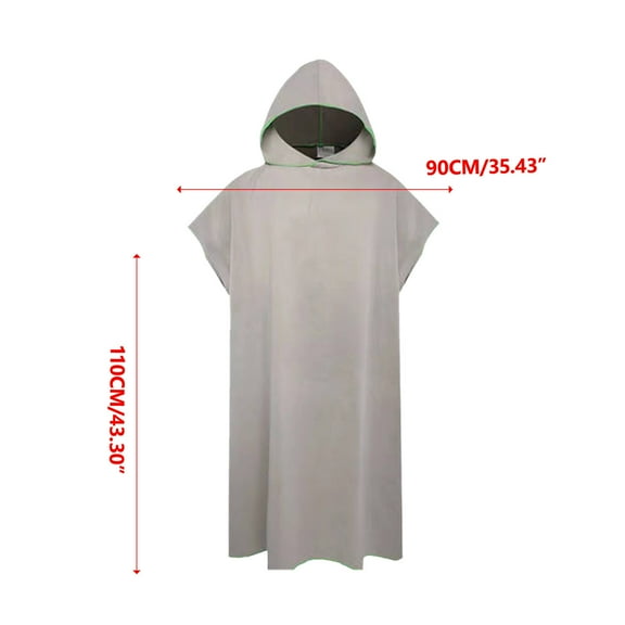 Lilgiuy Surf Ponchos Changing Towel Robe with Hood Summer Solid Color Quick Dry Microfiber Wetsuit Changing Towel Bath Robe Ponchos for Surfing Swimming Outdoor Sports, 43.3" x 35.43", Gray